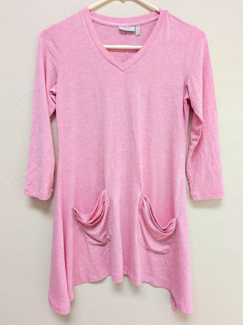 LOGO Lori Goldstein Space Dye Stripe Knit Top Womens XXS Pink Long Sleeve